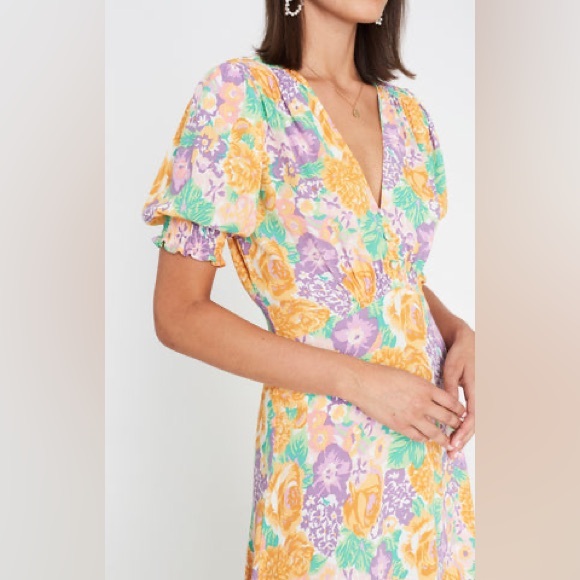 Faithfull The Brand Marie Louise midi Ade floral print Dress 6 - Picture 2 of 6